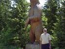 My dad with a bear statue