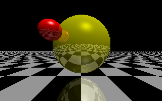 Raytraced image showing reflections (in full colour)