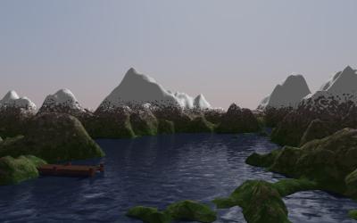 Rendering of a mountain range